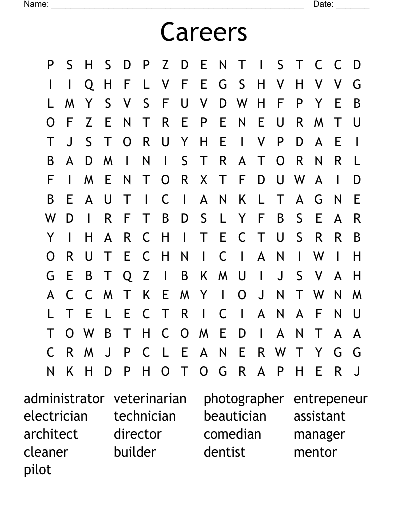 Careers Word Search