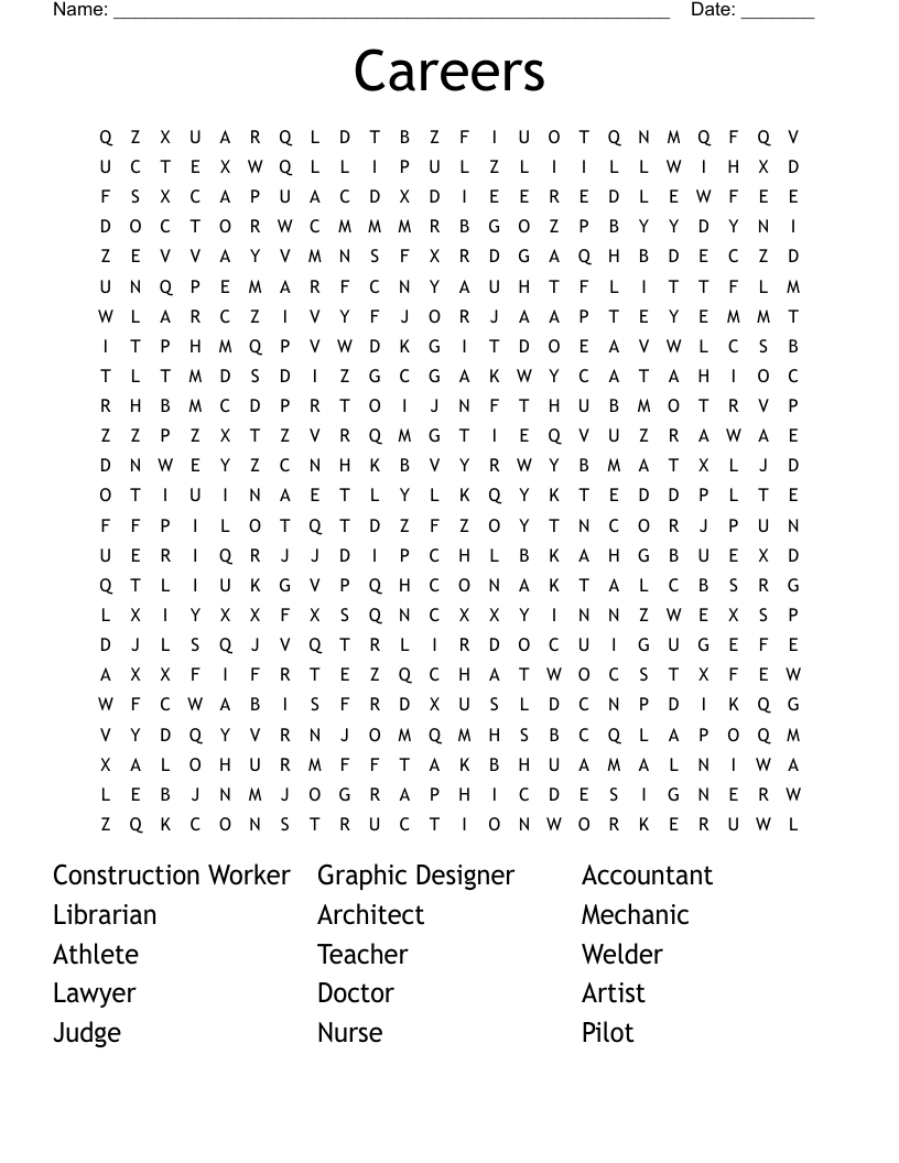 Careers Word Search