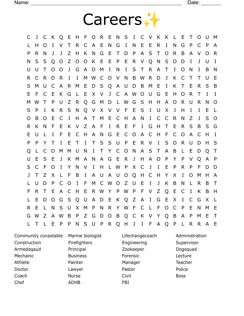 Careers✨ Word Search