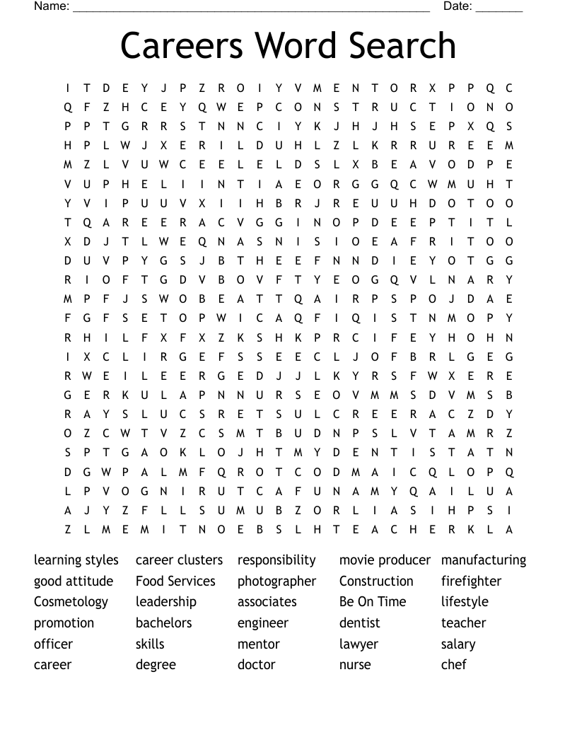 Careers Word Search
