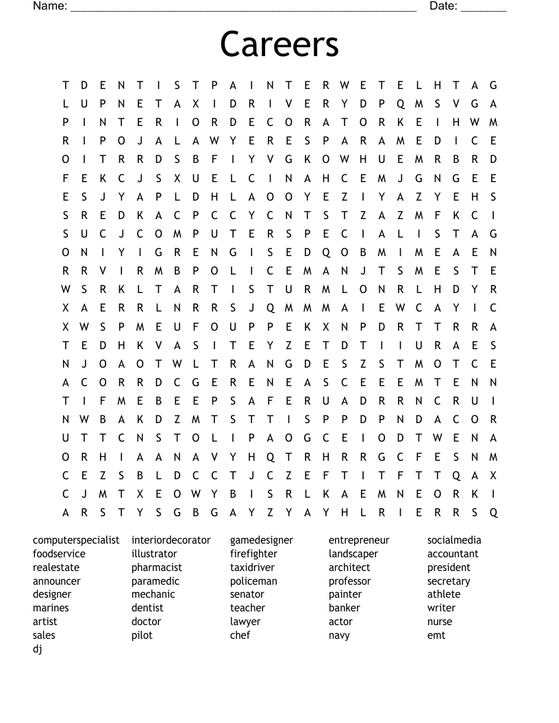Careers  Word Search