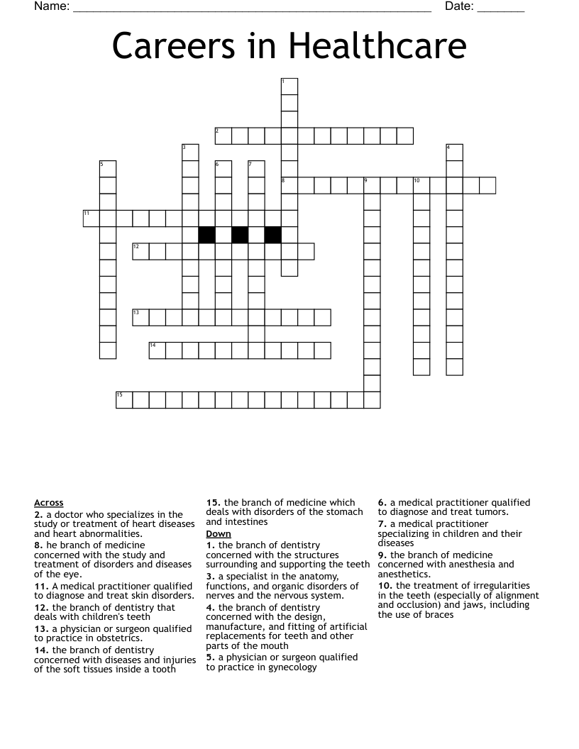 Careers in Healthcare Crossword