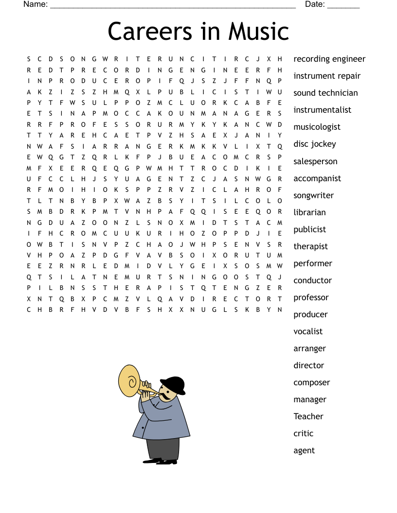 Careers in Music Word Search