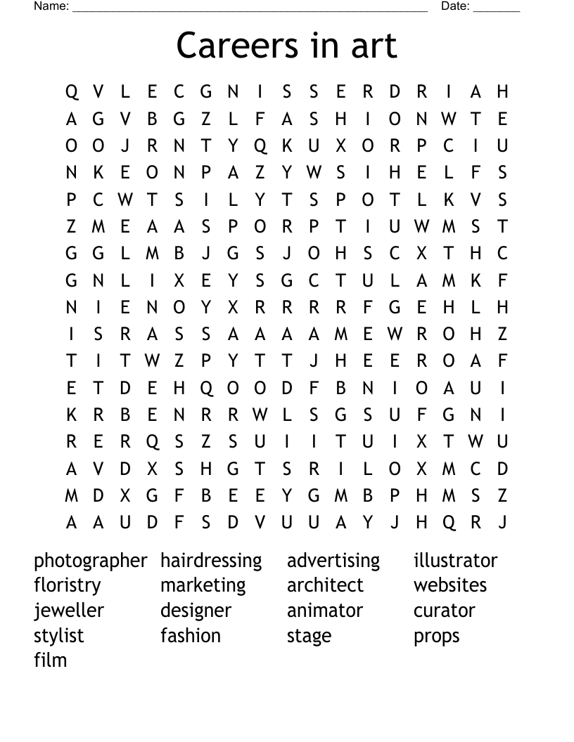 Careers in art Word Search