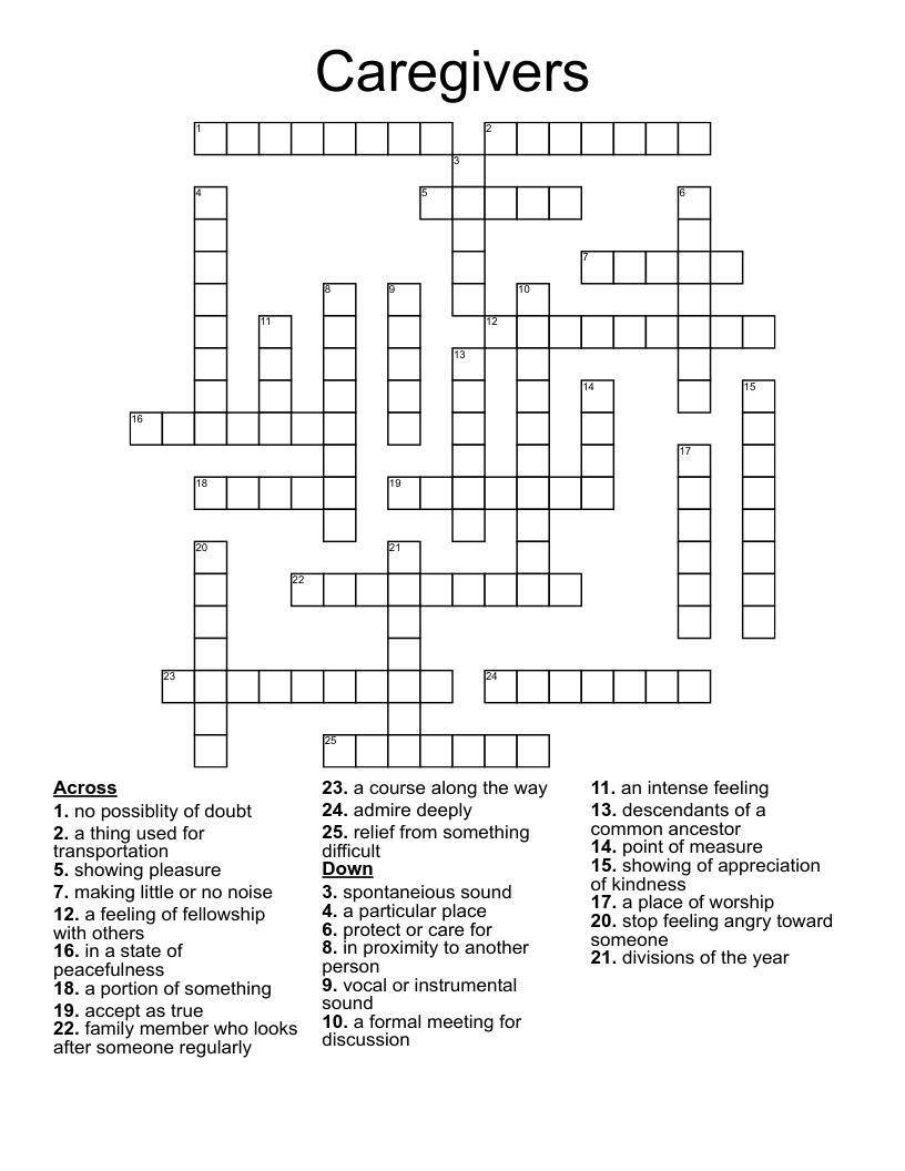 Caregivers Crossword