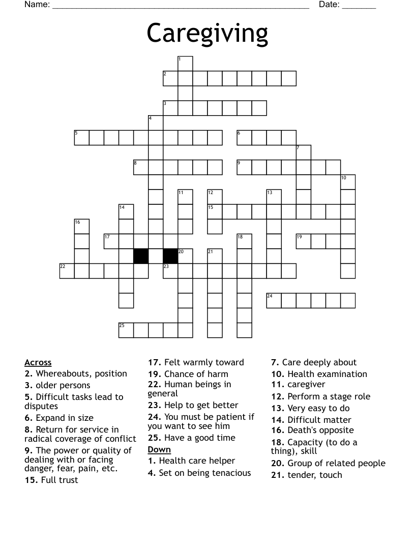 Caregiving Crossword