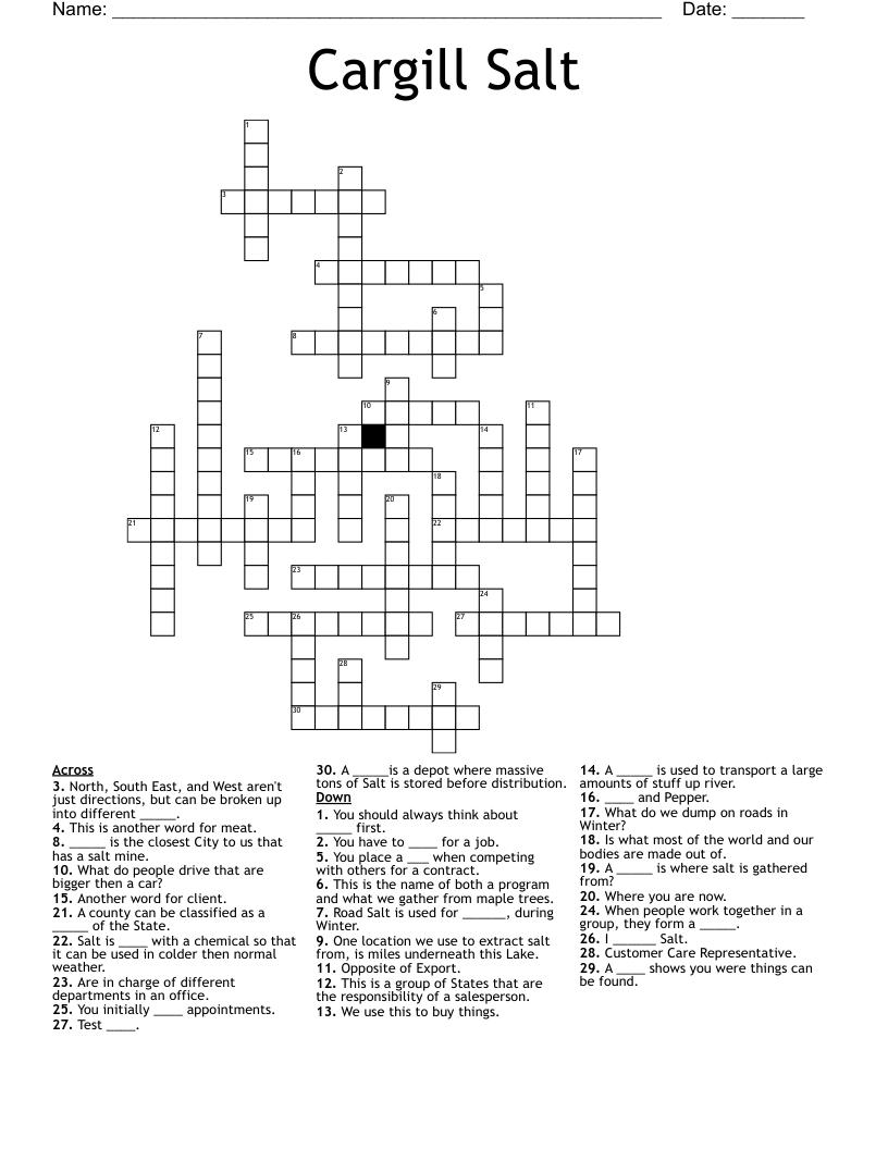 Cargill Salt Crossword
