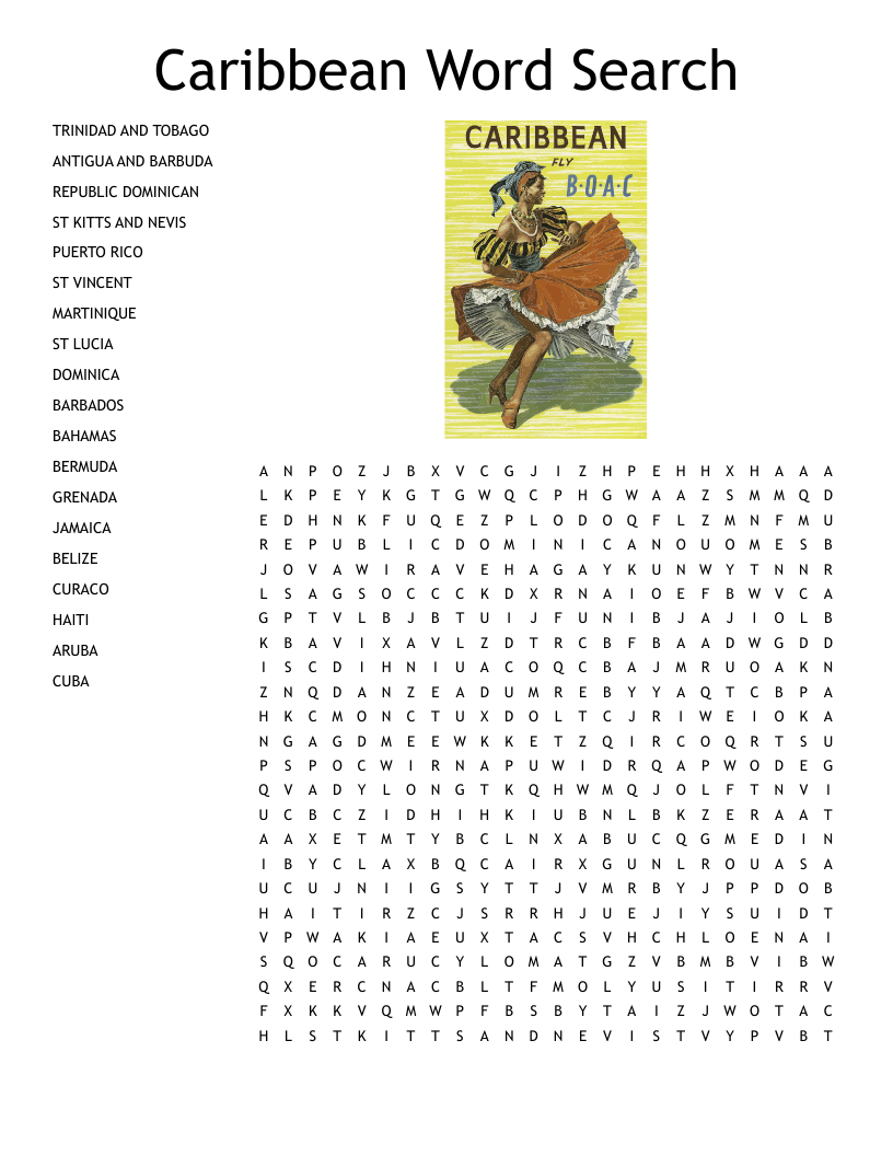 Caribbean Word Search  