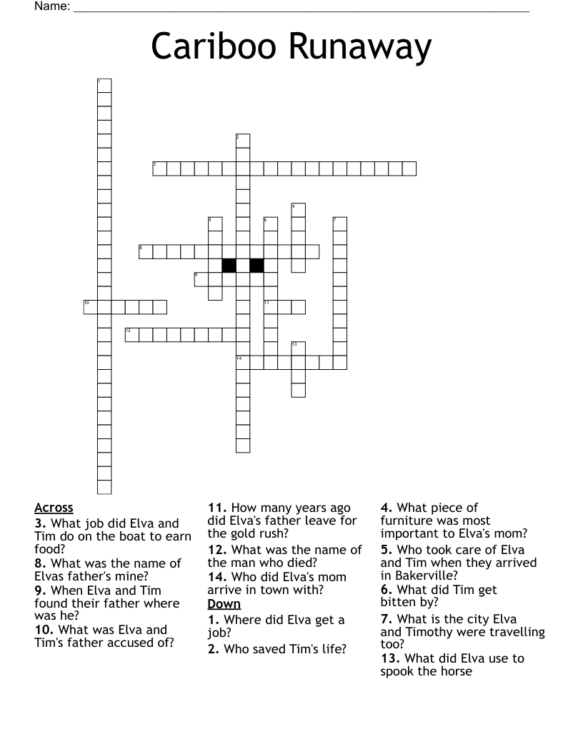Cariboo Runaway Crossword