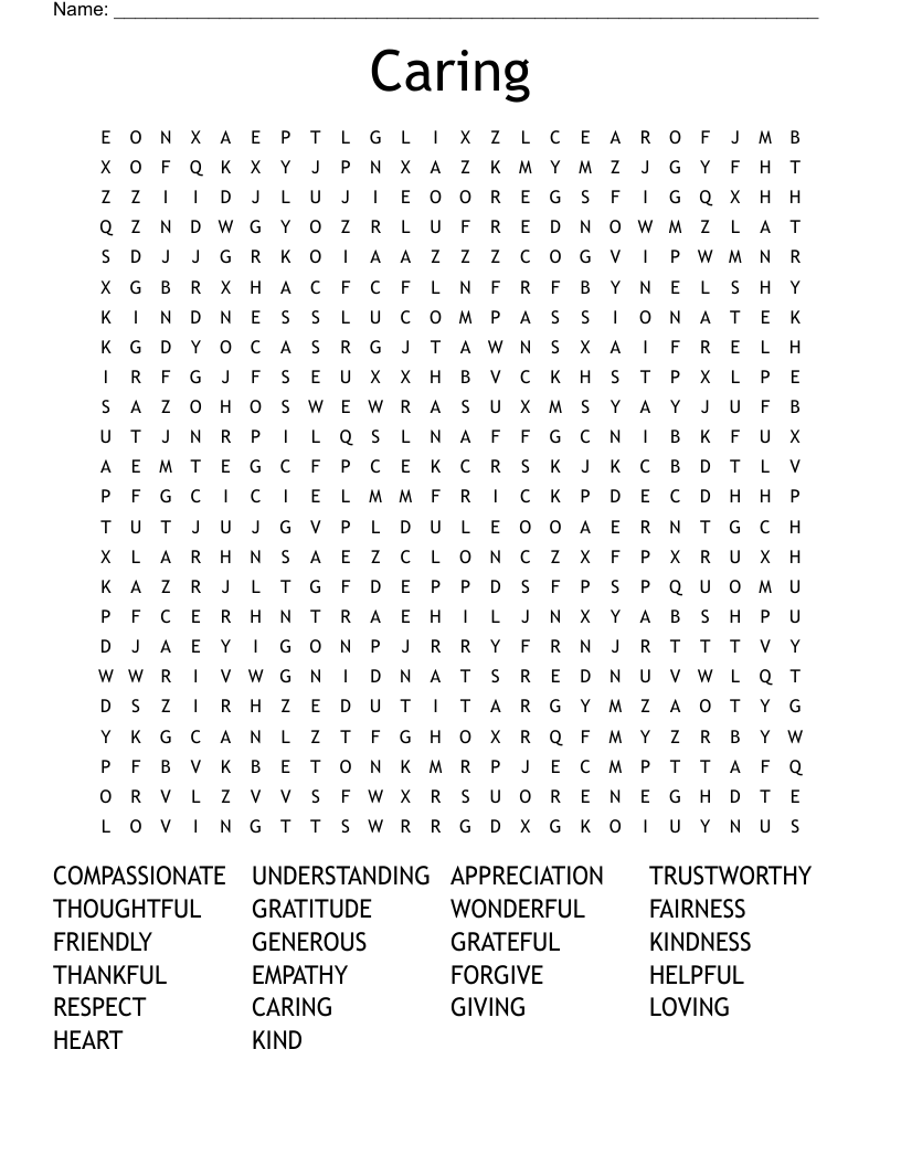 Caring Word Search