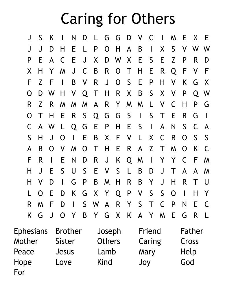 Caring for Others Word Search