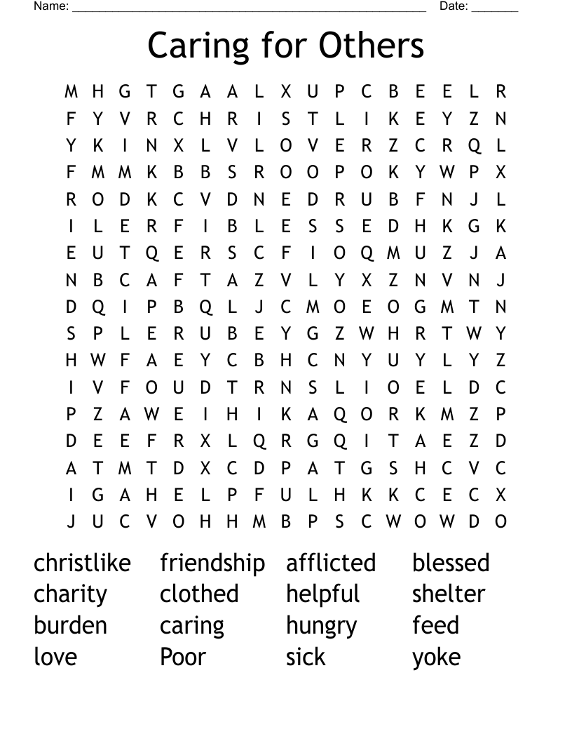 Caring for Others Word Search