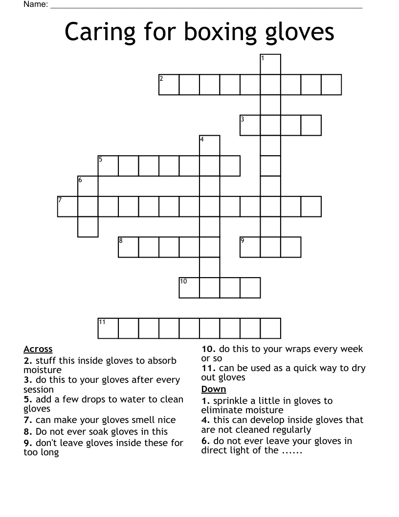 Caring for boxing gloves Crossword