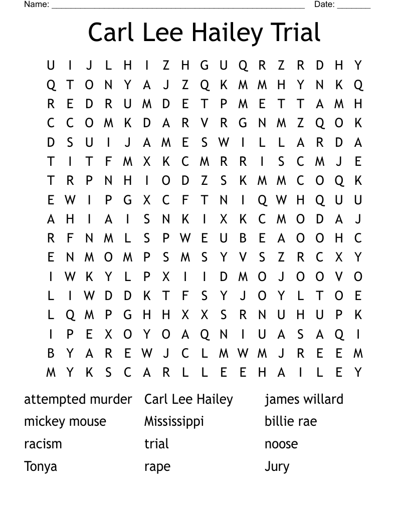 Carl Lee Hailey Trial Word Search