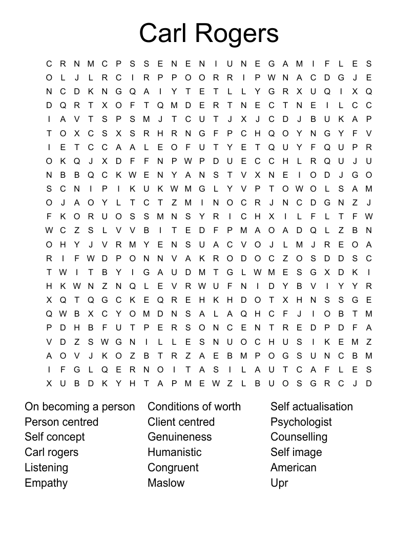 Carl Rogers Word Search