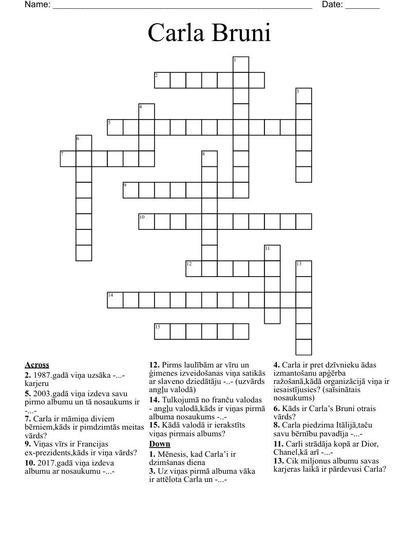 Carla Bruni Crossword