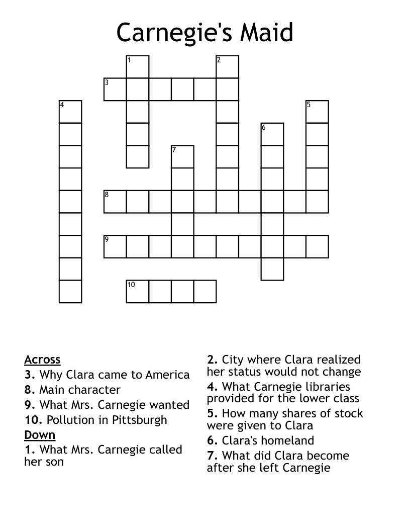 Carnegie's Maid Crossword
