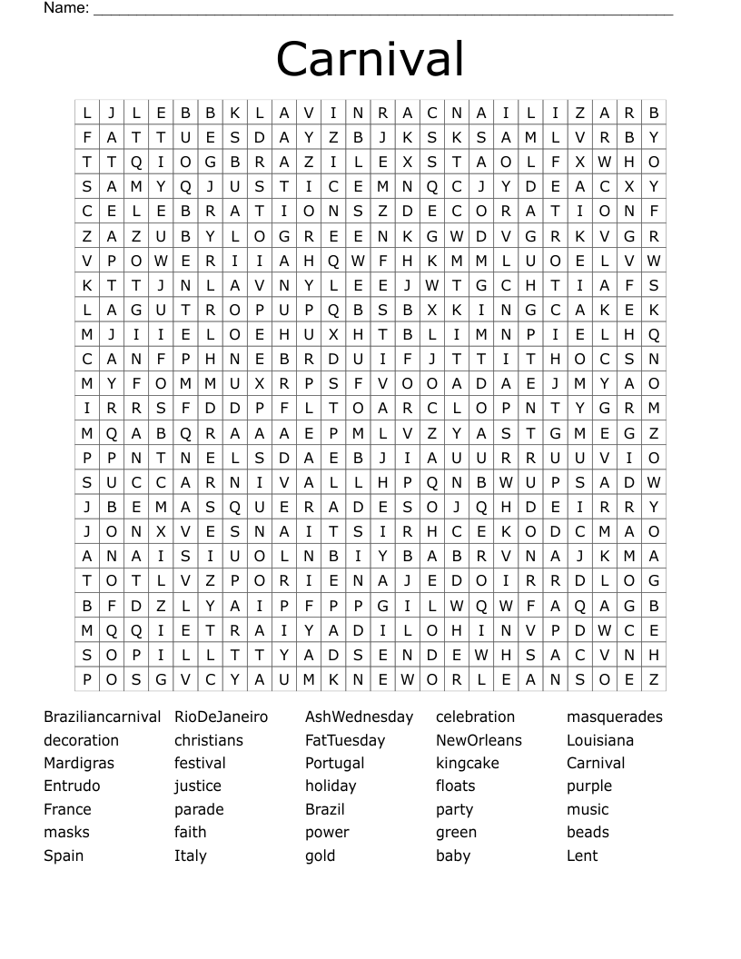 Carnival Word Search