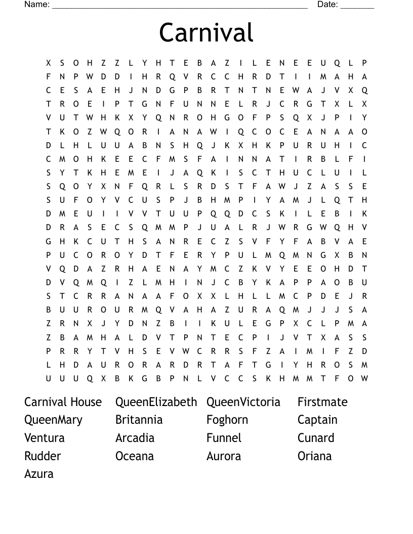 Carnival Word Search