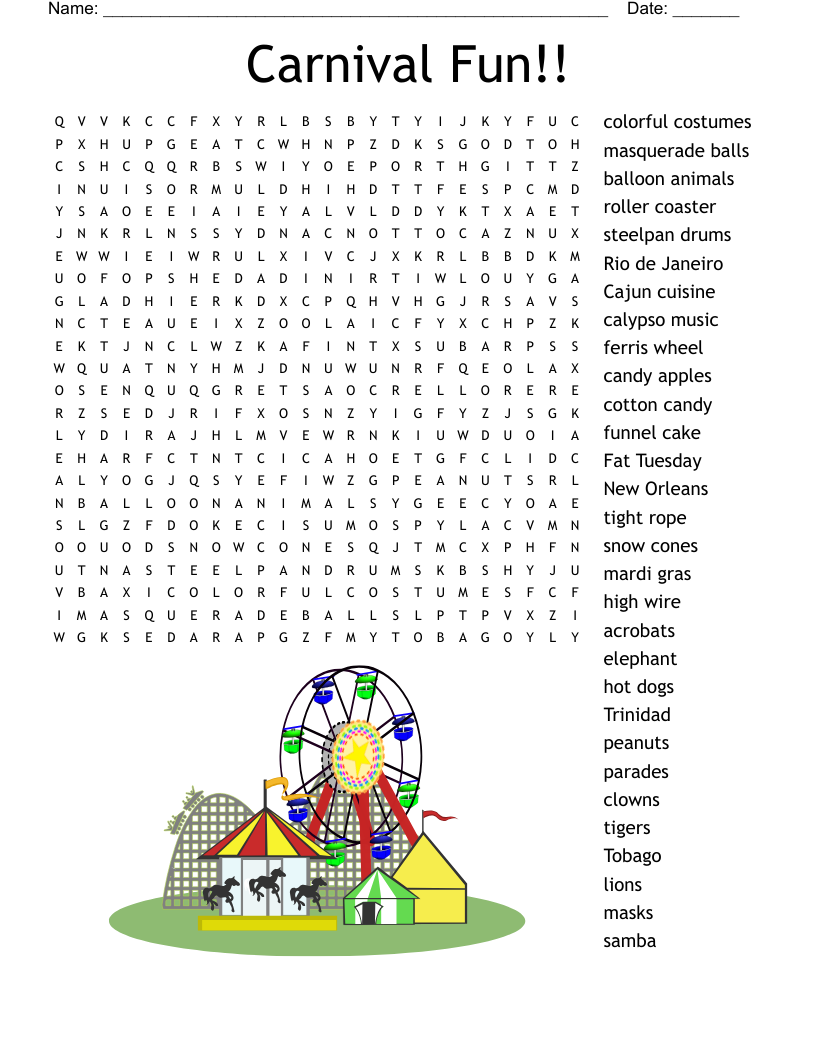 Carnival Fun!! Word Search