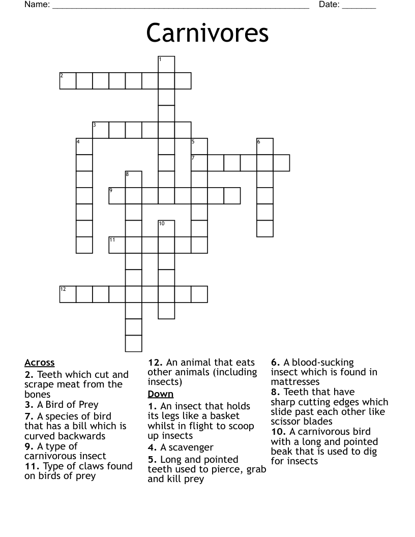 Carnivores Crossword