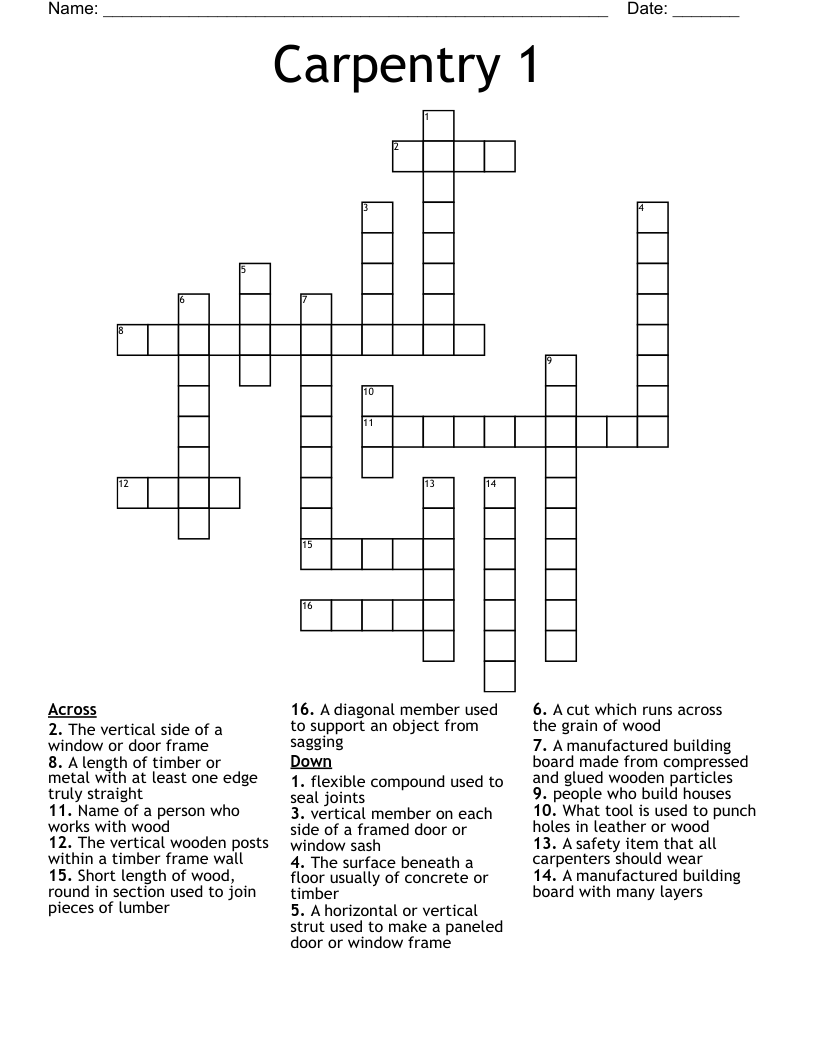 Carpentry 1 Crossword