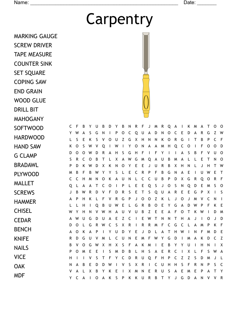 Carpentry  Word Search