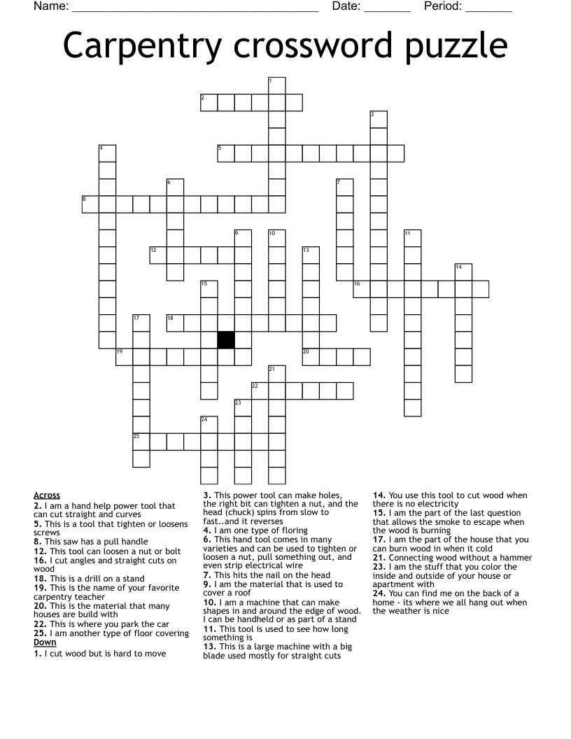 Carpentry crossword puzzle