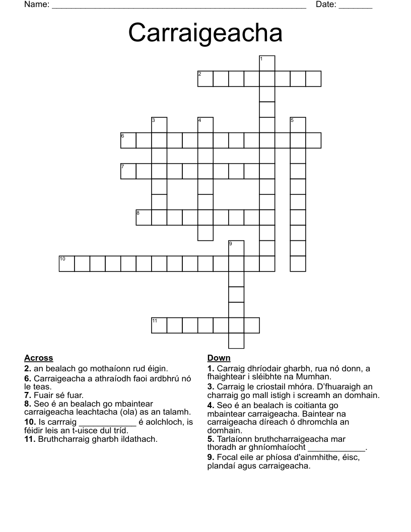 Carraigeacha Crossword