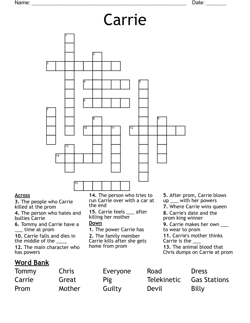 Carrie  Crossword