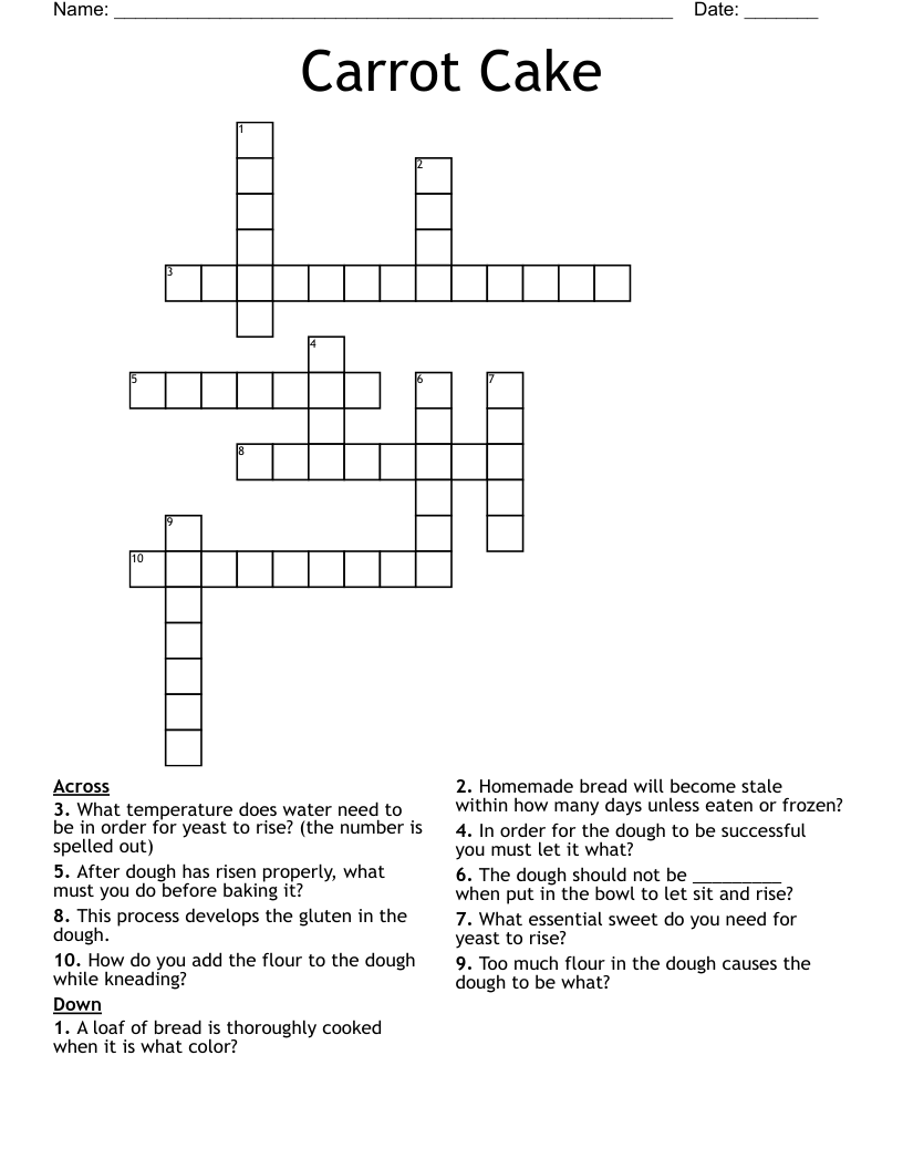 Carrot Cake Crossword