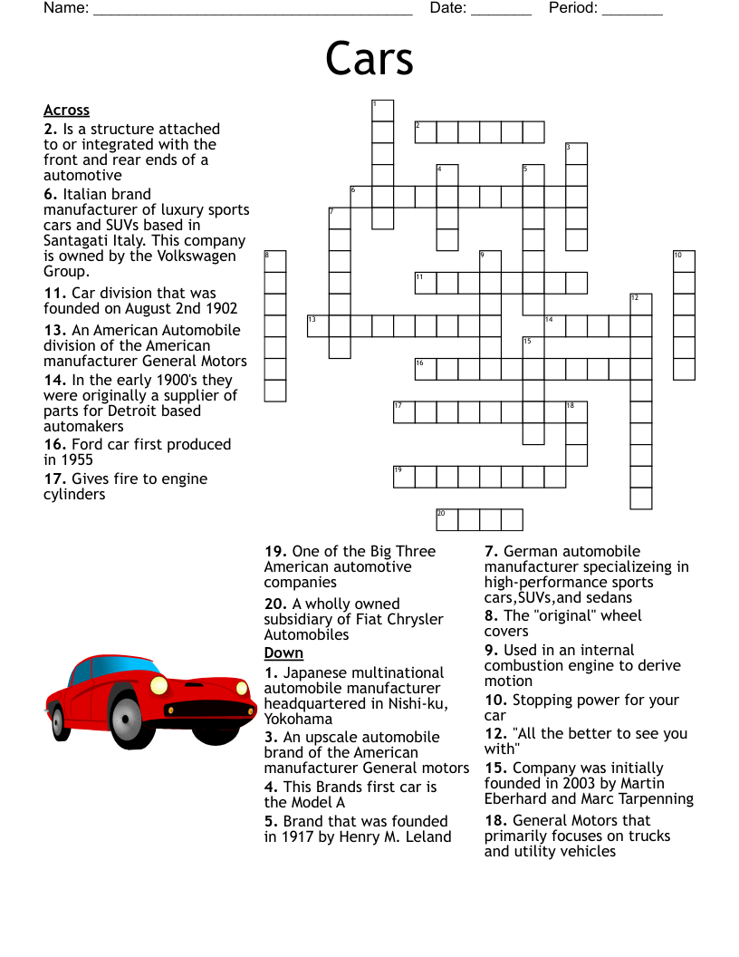 Cars Crossword