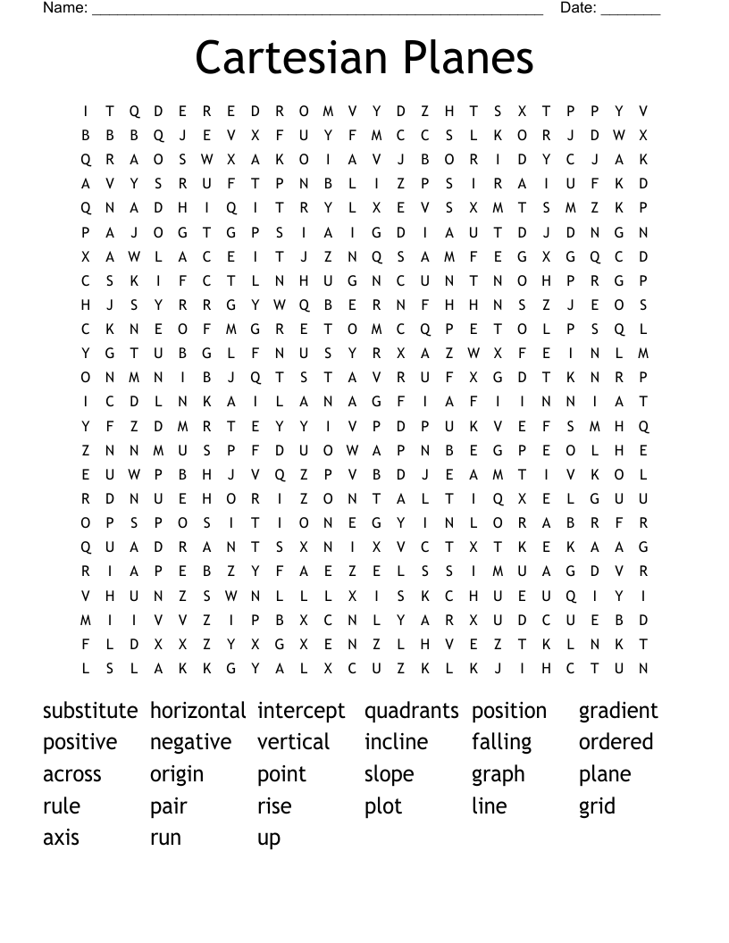 Cartesian Planes Word Search