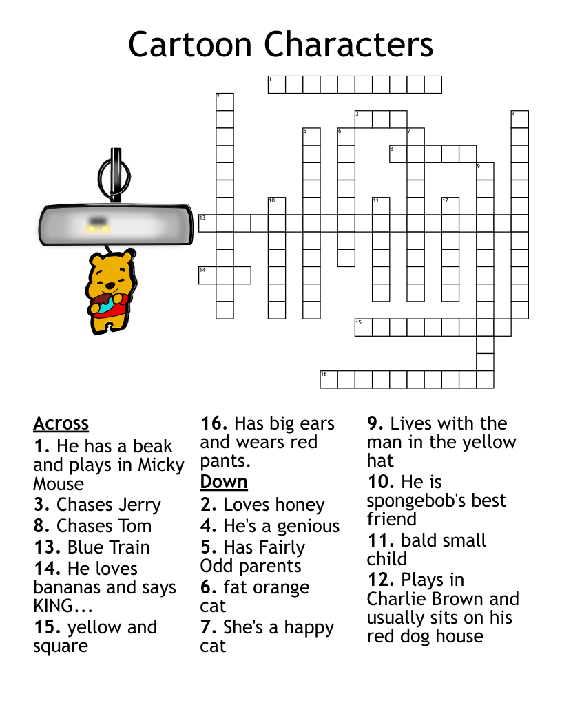 Cartoon Characters Crossword