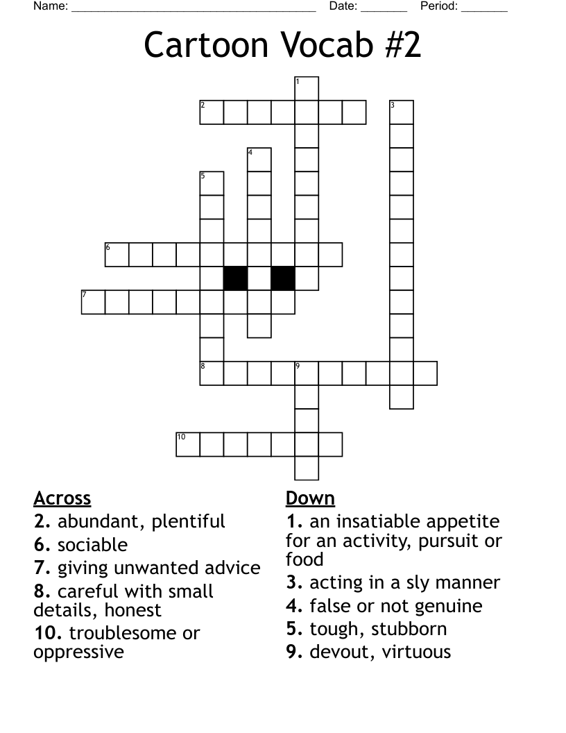 Cartoon Vocab #2 Crossword
