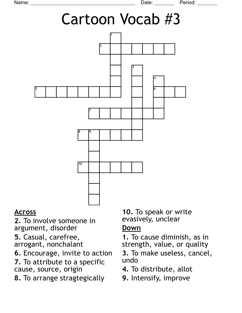 Cartoon Vocab #3 Crossword