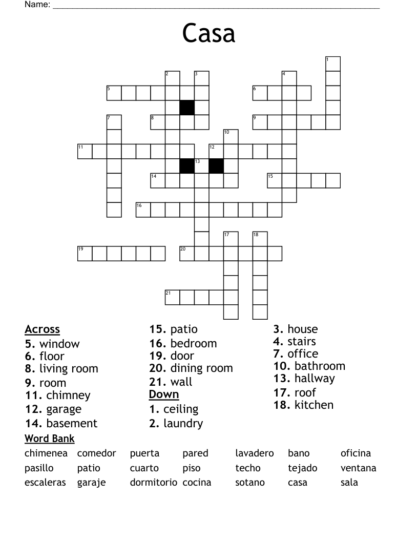 Casa Crossword