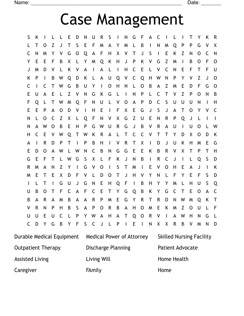 Case Management Word Search