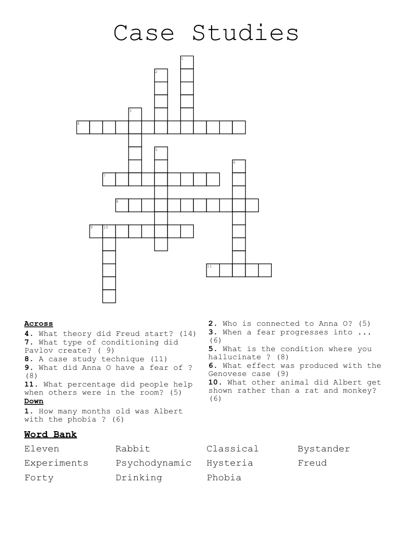 Case Studies  Crossword