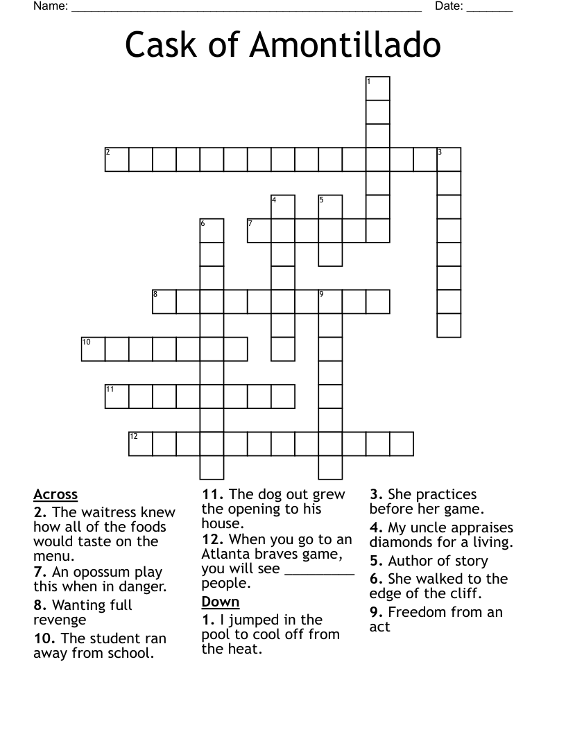 Cask of Amontillado Crossword