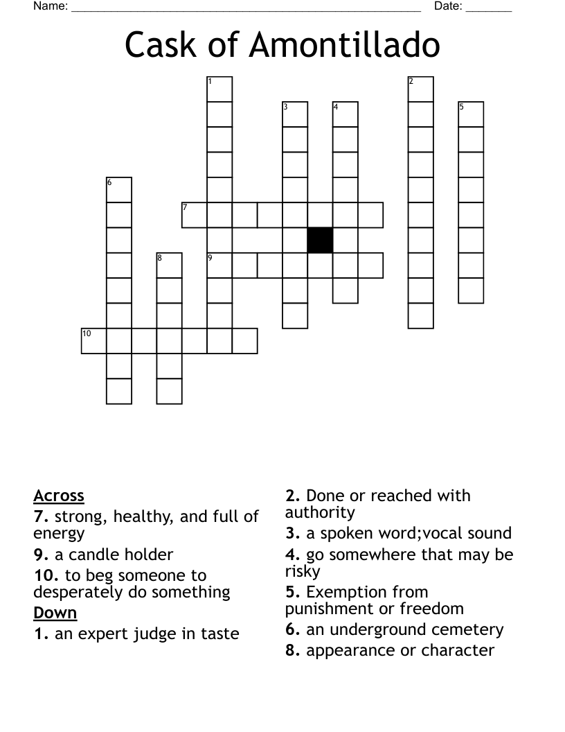 Cask of Amontillado  Crossword