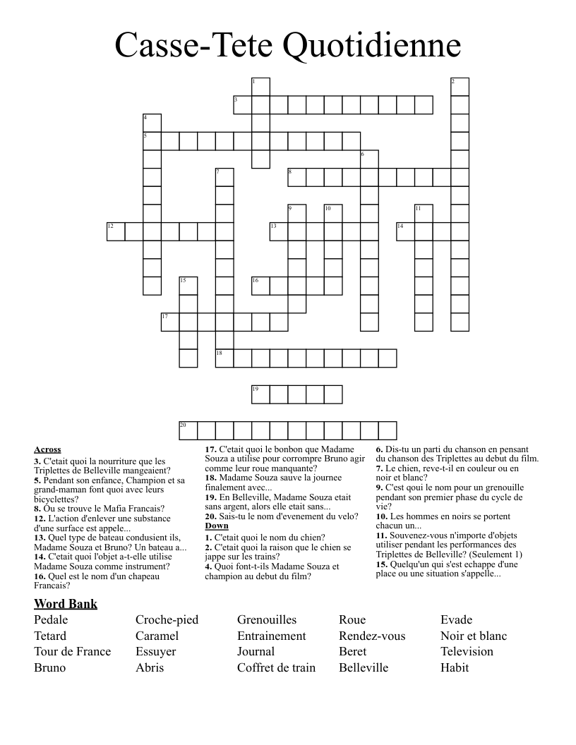 Casse-Tete Quotidienne Crossword