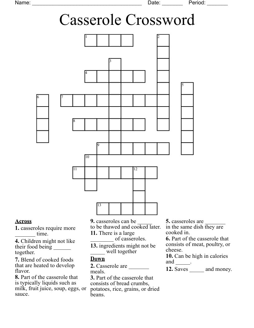 Casserole Crossword 