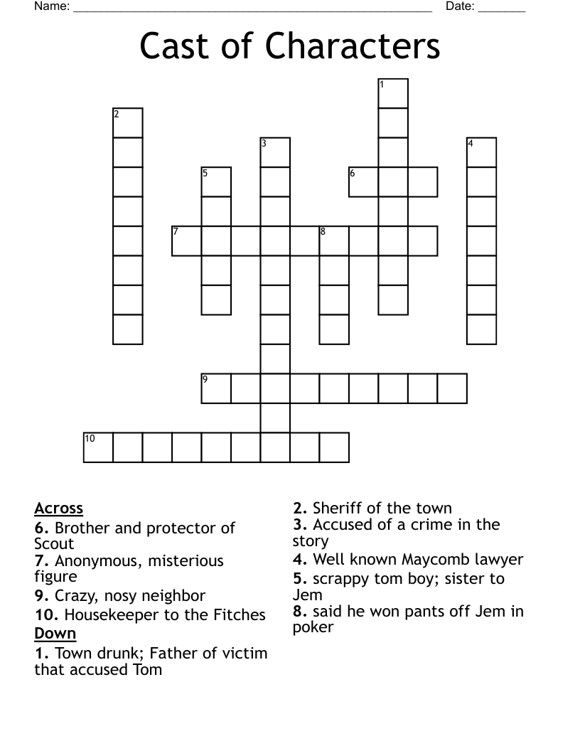 Cast of Characters Crossword
