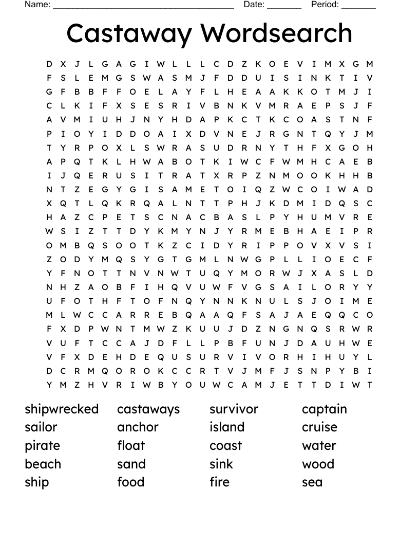 Castaway Wordsearch