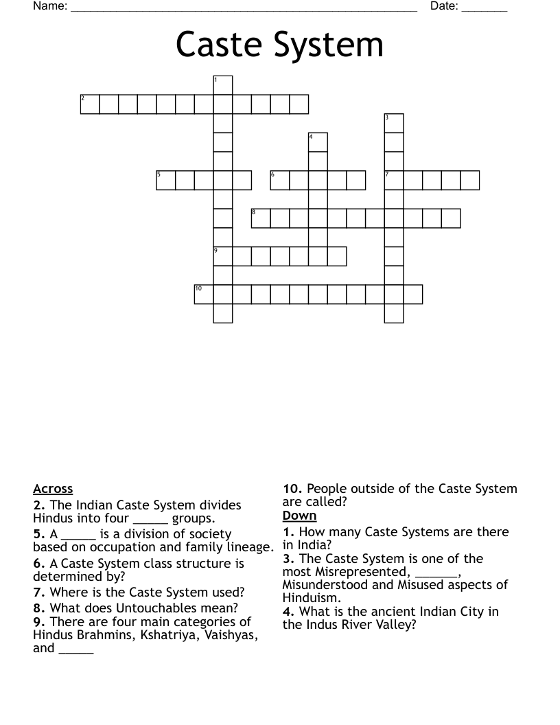 Caste System Crossword