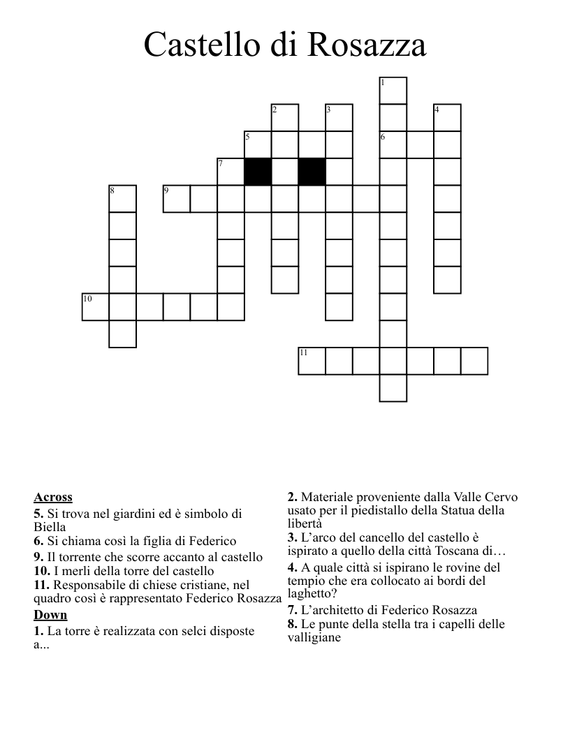 Castello di Rosazza Crossword