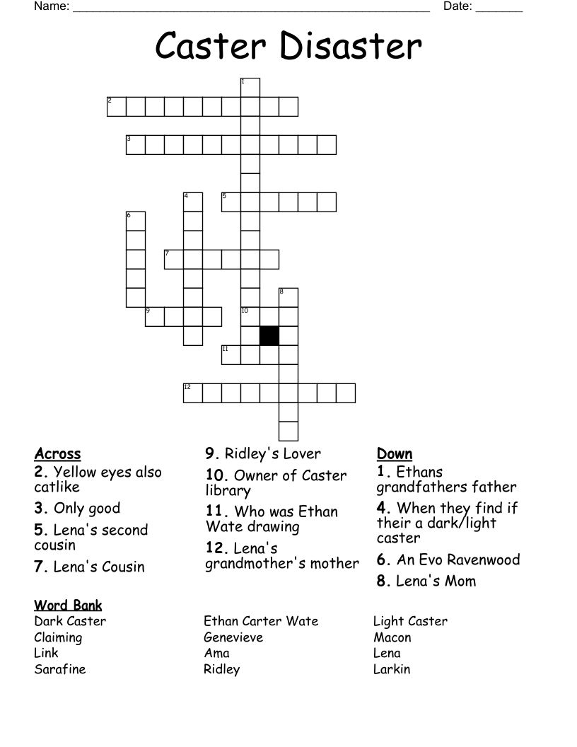Caster Disaster  Crossword