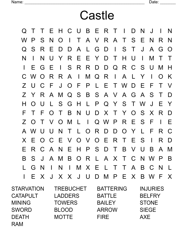 Castle Word Search