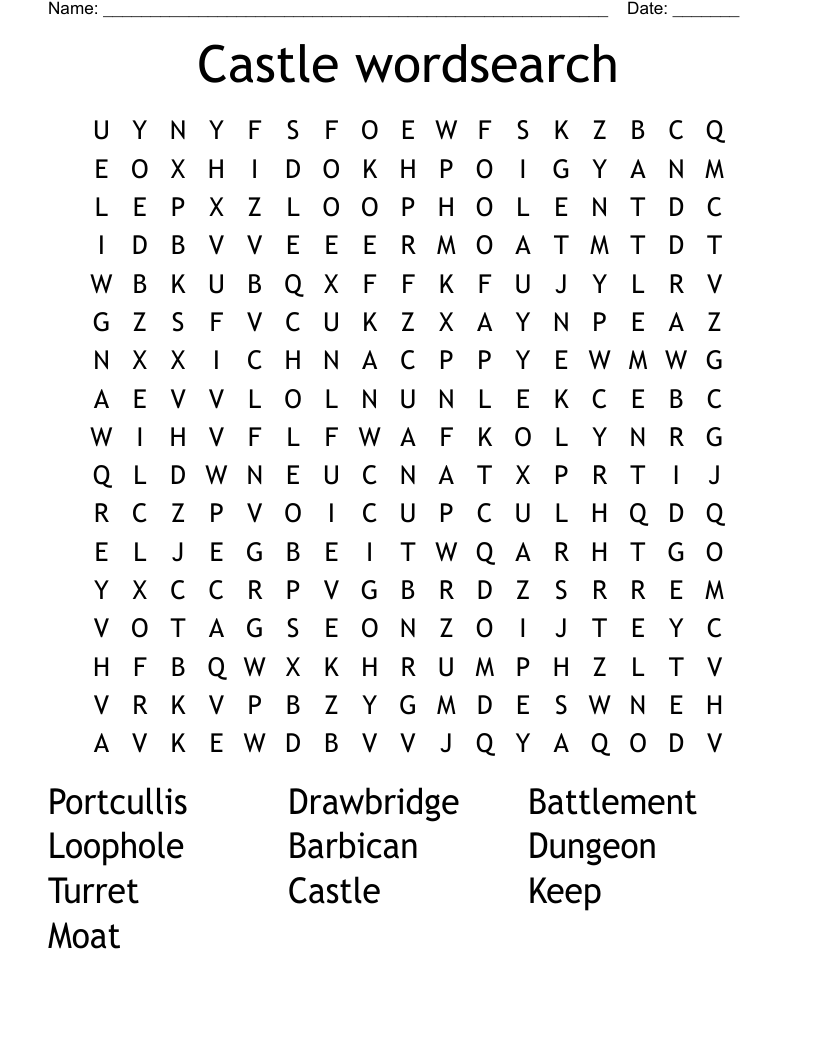 Castle wordsearch